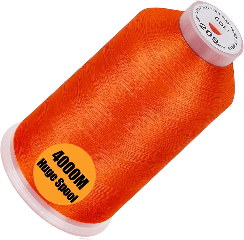 New brothread - Single Huge Spool 4000M Each Polyester Embroidery Machine Thread 40WT for Commercial and Domestic Machines - Tangerine - Image 1